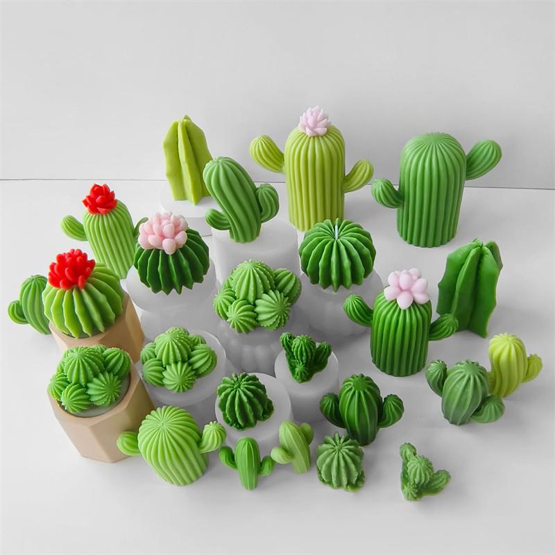 3D Silicone Candle Soap Mold Cactus Succulents Plaster Cement Mold Home Decoration DIY Aromatherapy Wedding Gifts silicone molds