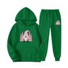 New European and American sweater sweatpants two-piece set loose casual hooded sweater set printed drawstring sweater