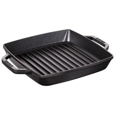 Square Grill - Black Square Grill 33 Cm - Matte Black Enameled Cast Iron - Induction Compatible - Double Handles