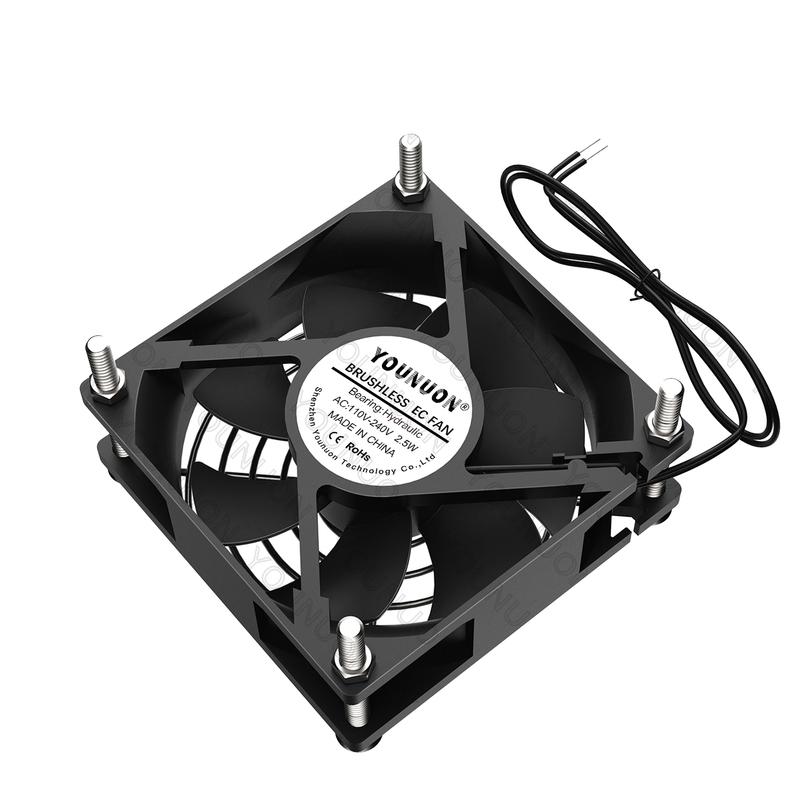 YOUNUON Dual Ball 92mm 9225 EC Brushless Fan AC 110V 115V 120V 220V 240V Axial Fan 92mm x 92mm x 25mm Comes with Srews/Grill