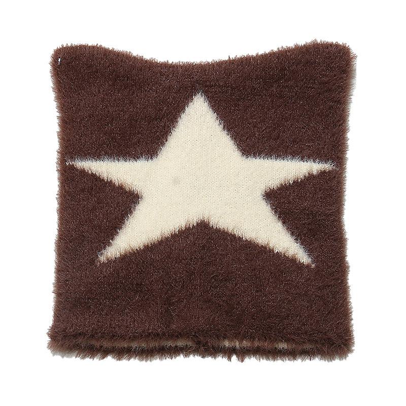 

ins Japanese Korean version niche devil cat ears star knitted hat women s autumn and winter headgear imitation mink plush hat M（56-58cm） кофейный