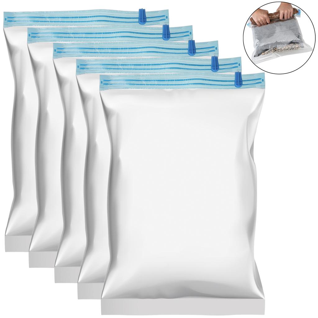 Vacuum Compression Bags 50x70cm 5pcs Hand Roll Storage for Clothes Travel Portable PE+PET