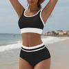 1011 New Bikini Swimsuit Women's European and American Sports Sexy Split Bikini Solid Color Swimsuit
