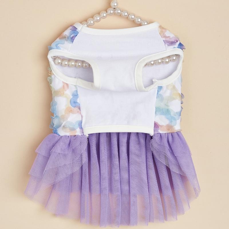 Colorful Floral Pet Dress for Cats and Small Dogs, Princess Girl Tutu Skirt Pet Clothes, Cute Kitten Puppy Clothes for Birthday