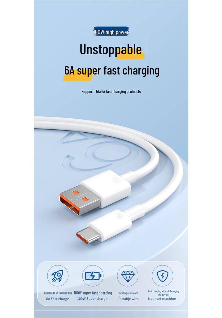 Tafik Type-C Cable for Huawei 6A Fast Charging: Compatible with P70, P30, P40, Mate, Honor, Nova7.