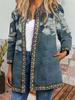 Women's Crew Neck Long Sleeve Cardigan Oversized Vintage Ethnic Print Plus Size Open Front Jacket Casual Outerwear
