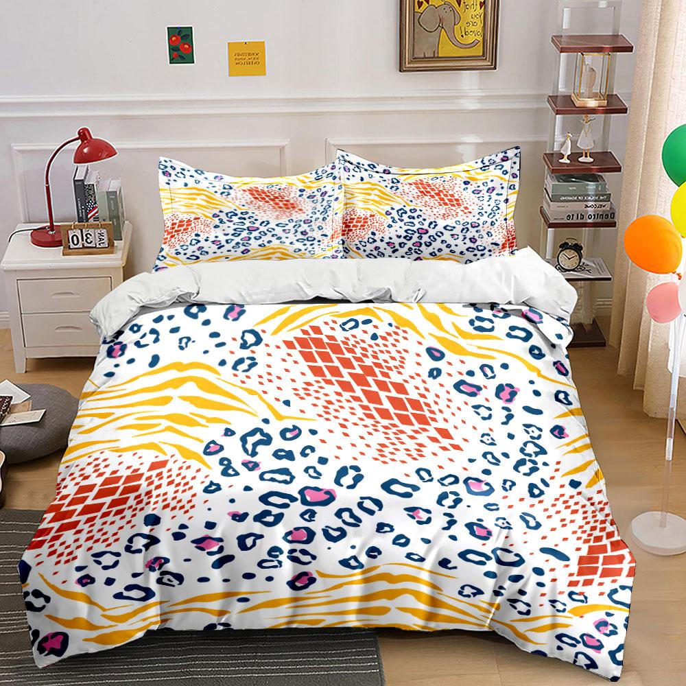Abstract Animal Print Design Set  Kid'S And Adults' Bedroom Decor, Exquisite Three-Piece Bedding Set Gift