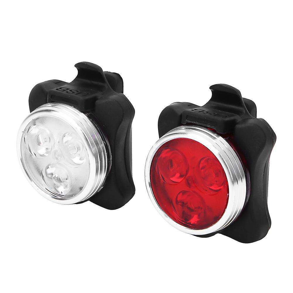 650mA USB Rechargeable LED Bicycle Bike Front Tail Safety Warning Light (RedWhite Set)