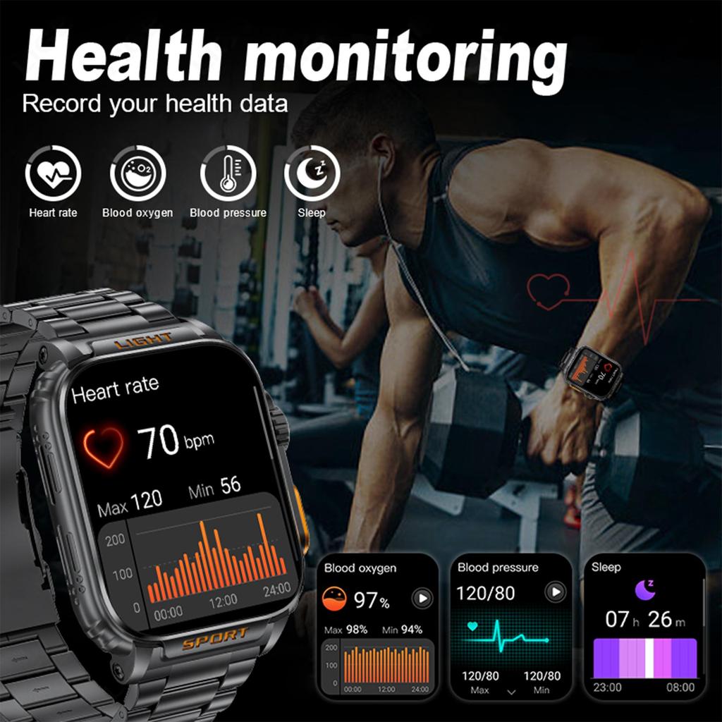 LIGE Nowy inteligentny zegarek Bluetooth Call 1,91-calowy ekran HD Sport Fitness Męski inteligentny zegarek Outdoor Sport Latarka P5 Smart Watch