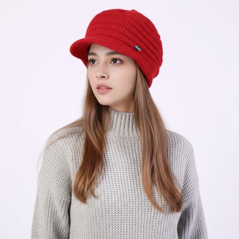 Women's Pointed Duckbill Beret - Fleece-Lined, Warm & Stylish Knitted Wool Hat