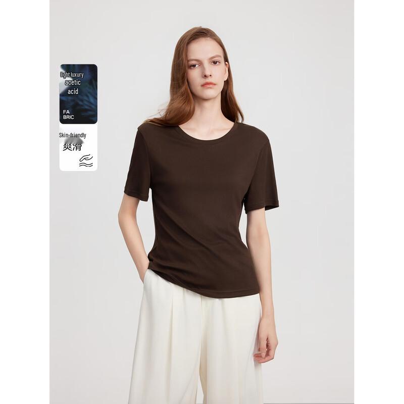 ELLE Women s Twist Knot Hollow Short Sleeve T-Shirt M