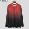 INCERUN Men O Neck Long Sleeve Polka Dots Print Gradient Tops Slim Undershirts