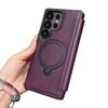 Samsung S25 Ultra Flip Card Holder Phone Case with Armor Shield and Rotating Magnetic Stand - Full Coverage Anti-Drop A17 Case