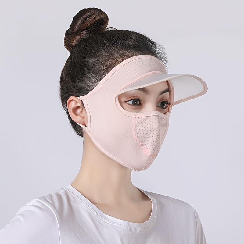 Women Sporty UPF Sun Mask with Visor - Ice Sliky Fiber Breathable Lightweight Summer, Washable Reusable Face Cover for Outdoor Activities