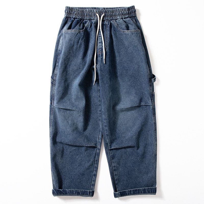 Men's Trendy Jeans, Stylish Washed Vintage American-Style Lumberjack Pants, New Spring and Autumn Straight Loose Wide-Leg Pants