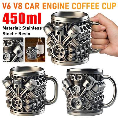Intressant kreativ 450 ml kaffekopp prydnad motor kopp motor mugg lämplig för bilentusiaster som en present