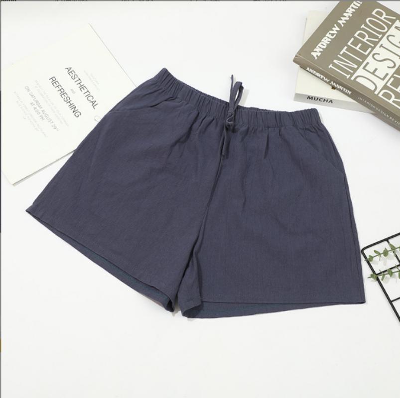 

Женские летние однотонные льняные свободные шорты с высокой талией, повседневные тонкие широкие хлопковые льняные шорты, свободные повседневные L