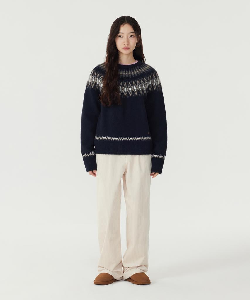 COVERNAT WOMAN Maglione Norvegese a Maglia Blu Scuro
