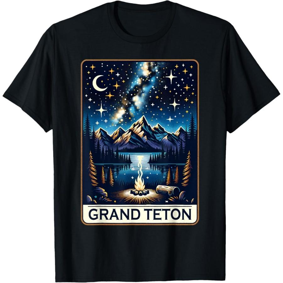

Национальный парк Гранд-Титон Вайоминг Ночью Поход Кемпинг Винтажная Футболка XXXXXL чёрный