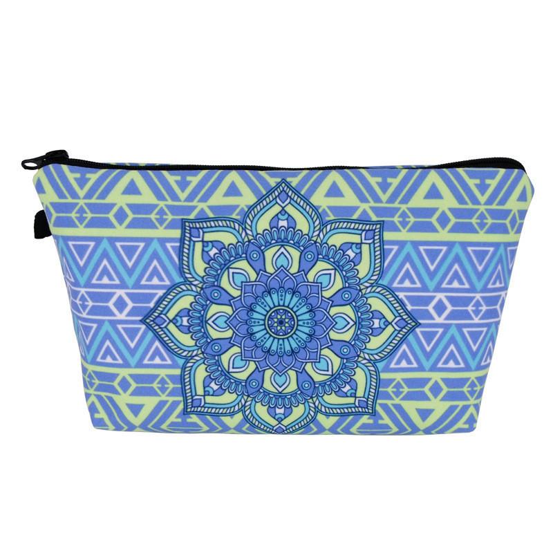Trendige Vintage Mandala Blume Kosmetiktasche Handtasche Für Reisen Polyesterfutter Verschiedene Farboptionen