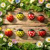 8pcs Mini Glass Ladybug Figurines Cute Tiny Insect Animal Statue Home Desktop Ornaments Fairy Garden Bonsai Decor Accessories