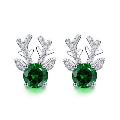 Orecchini a Lobo Huitan Verde Natale Alter per Donna Colore Zirconi Cubici Abbacinanti Orecchini Alce Delicati Regalo Gioielli Trendy
