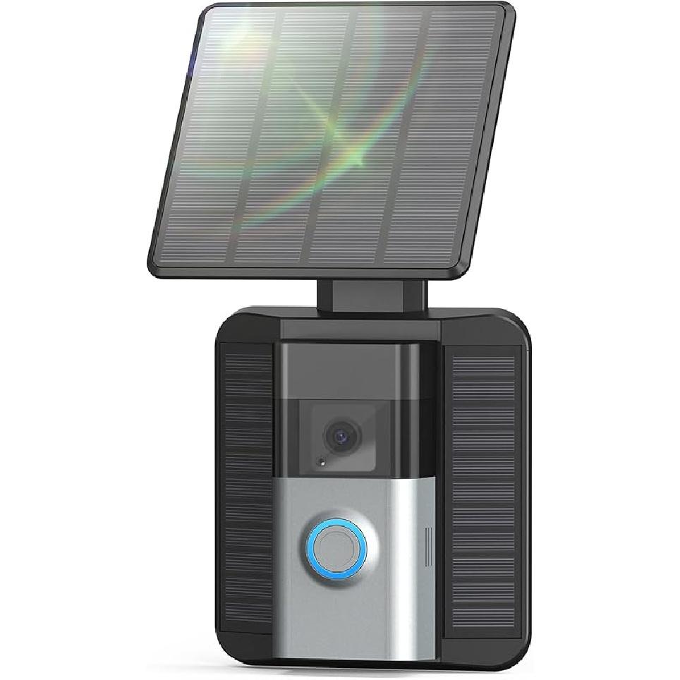 QIBOX Solar Charger Compatible with Ring Video Doorbell (2020 Release), Micro USB Port Only, Not for USB-C or 2-Prong Ports, 2.9W Waterproof Solar