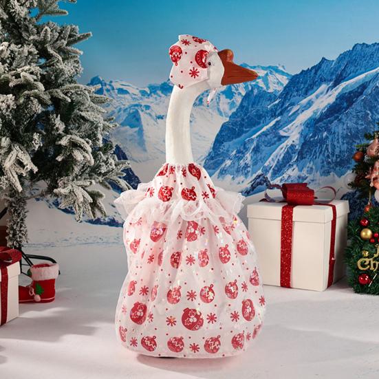 1 Set Christmas Porch Goose Outfits Outdoor Garden Lawn Yard Goose Statue Winter Santa Claus Elf Dress Xmas Holiday Party Dress-up Clothing