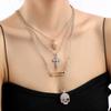 Halloween Cross Skull Pendant Necklace With Alloy And Water Wave Chain For Women