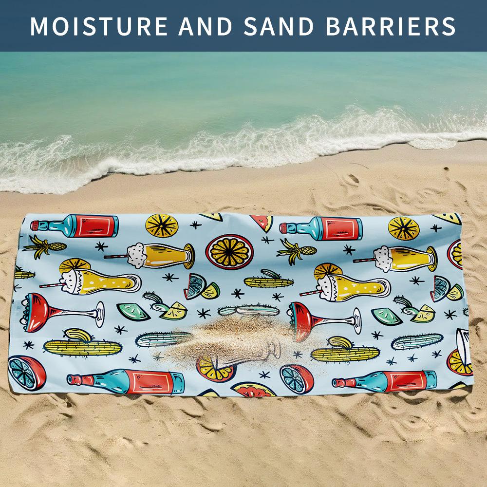 

New, double-sided velvet beach towel quick-drying sports towel printed bath towel [Spot sale]