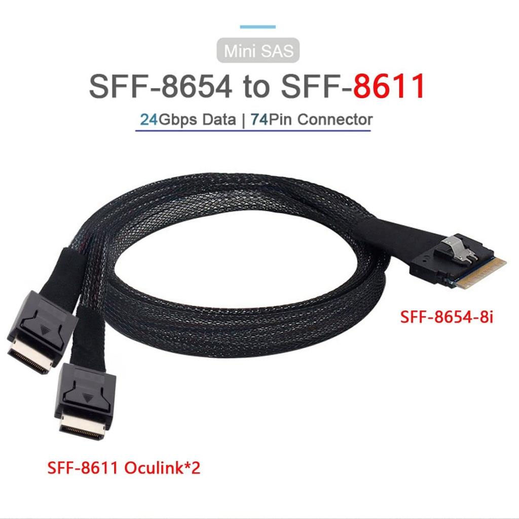 chenyang 8i to Dual OcuLink UltraPort Slimline SAS Slim SFF-8654 74-pin SFF-8611 PCI-E 4.0 Cable, 50cm, PCI-Express