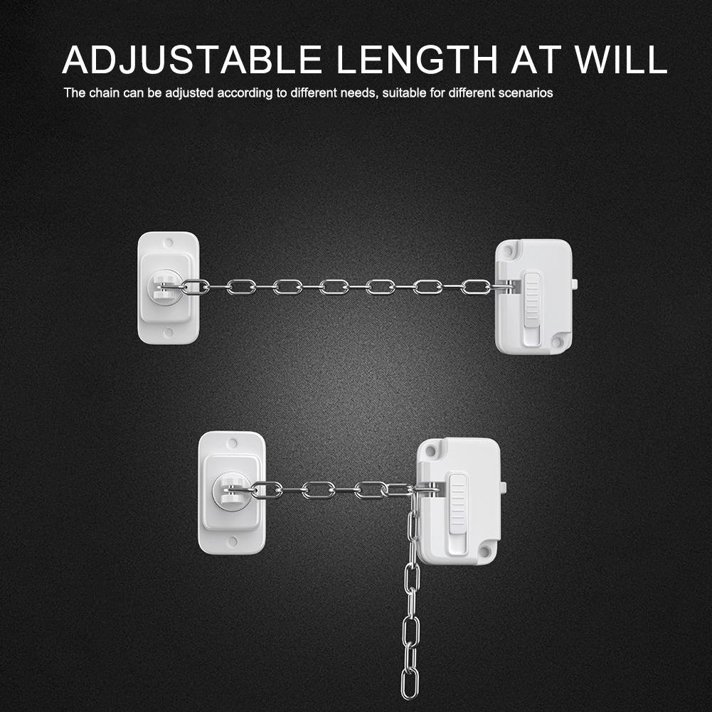Window Frame Safety Chain Lock Self Adhesive Door Window Limiter Lock Stainless Steel No Drilling for Inside Door 1/2PCS