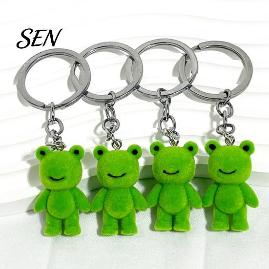Hanging Frog Keychain Flocked Resin for Backpacks, 3D Plush Decorative Key Animal Ring, Ornament Bag Charm, Gift Lovers Backpacks