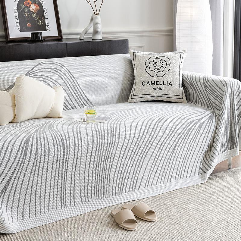Summer Ice Silk Sofa Cover Cloth Light Luxury High-Grade French Cream Style Summer Cool Feeling Sofa Cushion Cover Full Cover Towel