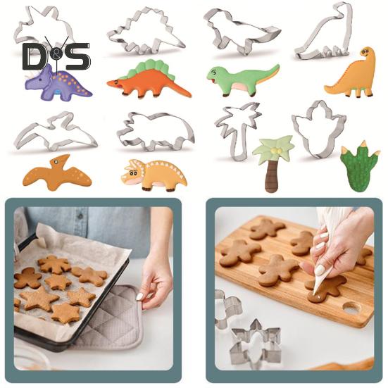 

12 шт., легко очищаемые формы для резки печенья, антипригарные креативные формочки для печенья в форме динозавра, инструменты для кондитерских изделий