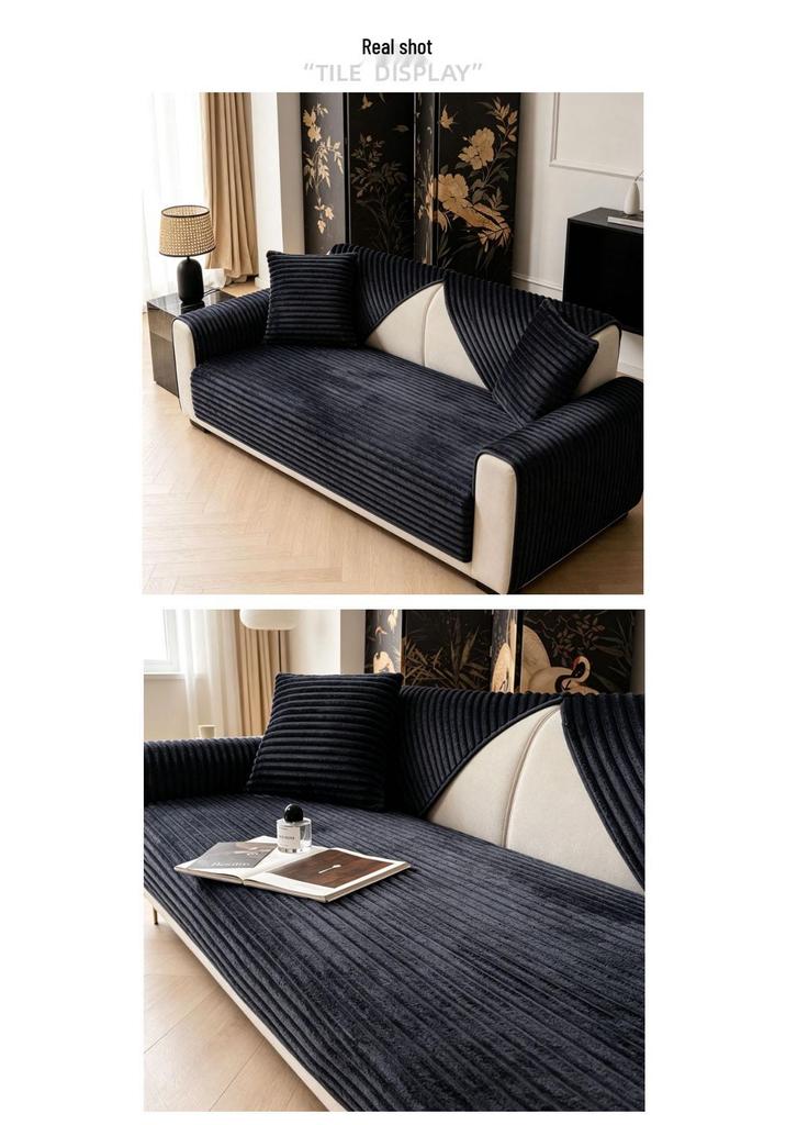 Thickened Non-Slip Flannel Sofa Cushion: High-End, Warm Full-Cover Design