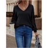 Tops Splicing Lace Sleeve Pullover Casual Long Sleeve Solid Color Loose Bottom T Shirt Women