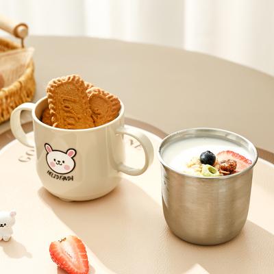 Cute 304 Stainless Steel Mini Kids Water Cup Durable Milk Coffee Mug With Handle Detachable Double Wall Drinking Cup Drinkware