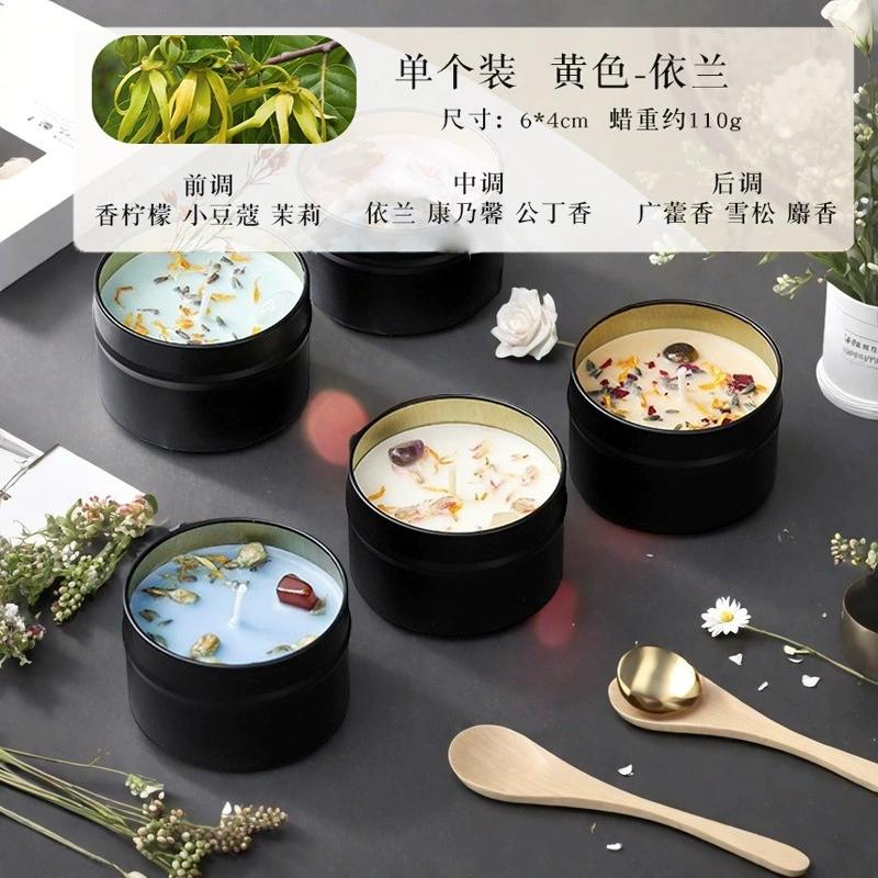

1Pc Premium Crystal Scented Candle - Handmade Soy Wax Dried Flower Tin, Aromatherapy Creative Ornament & Photography Prop