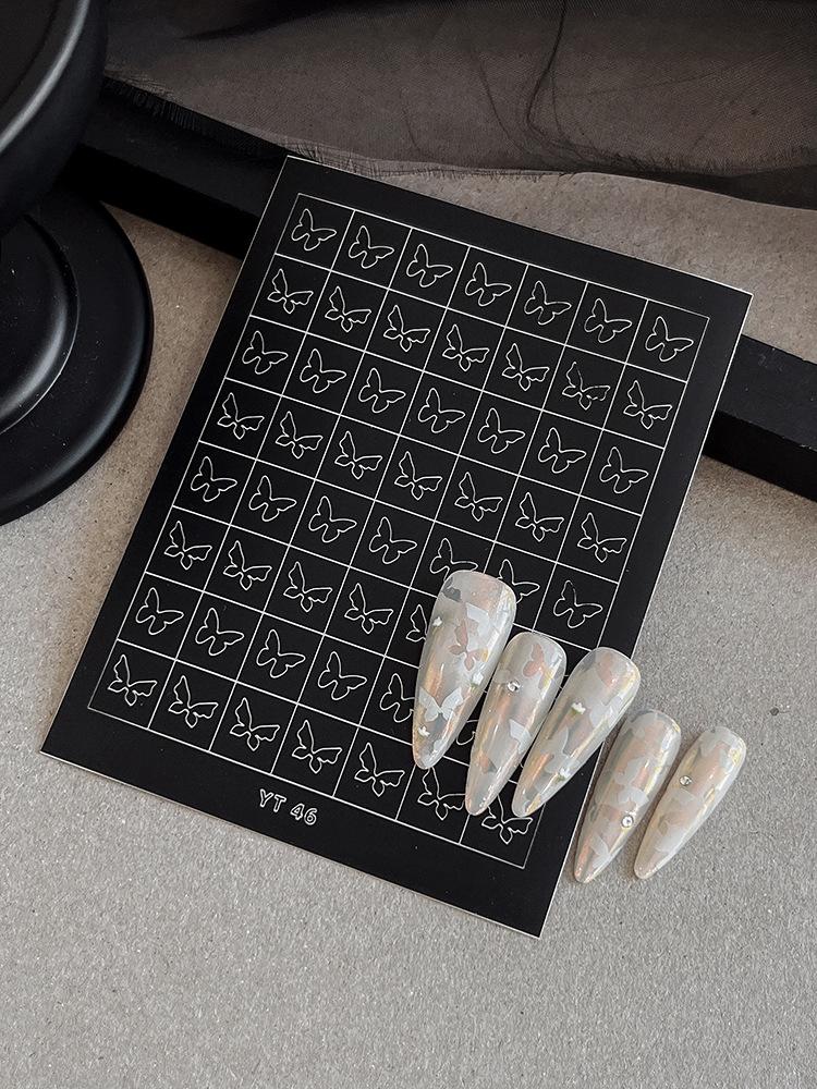 

Хромированные наклейки для ногтей «Луна и бабочка» с клейкой основой — дизайн в форме звезды и сердца