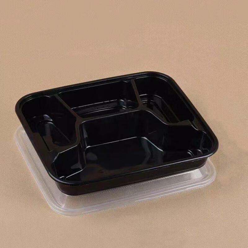 

JingJingRS Black 4-Compartment Disposable Meal Prep Containers, 150 Sets