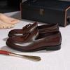 Fashion Classic Men's Genuine Leather Tassel Loafers Handmade Slip-On Casual Shoes Comfortable for Office Wedding Dressing Daily Wear