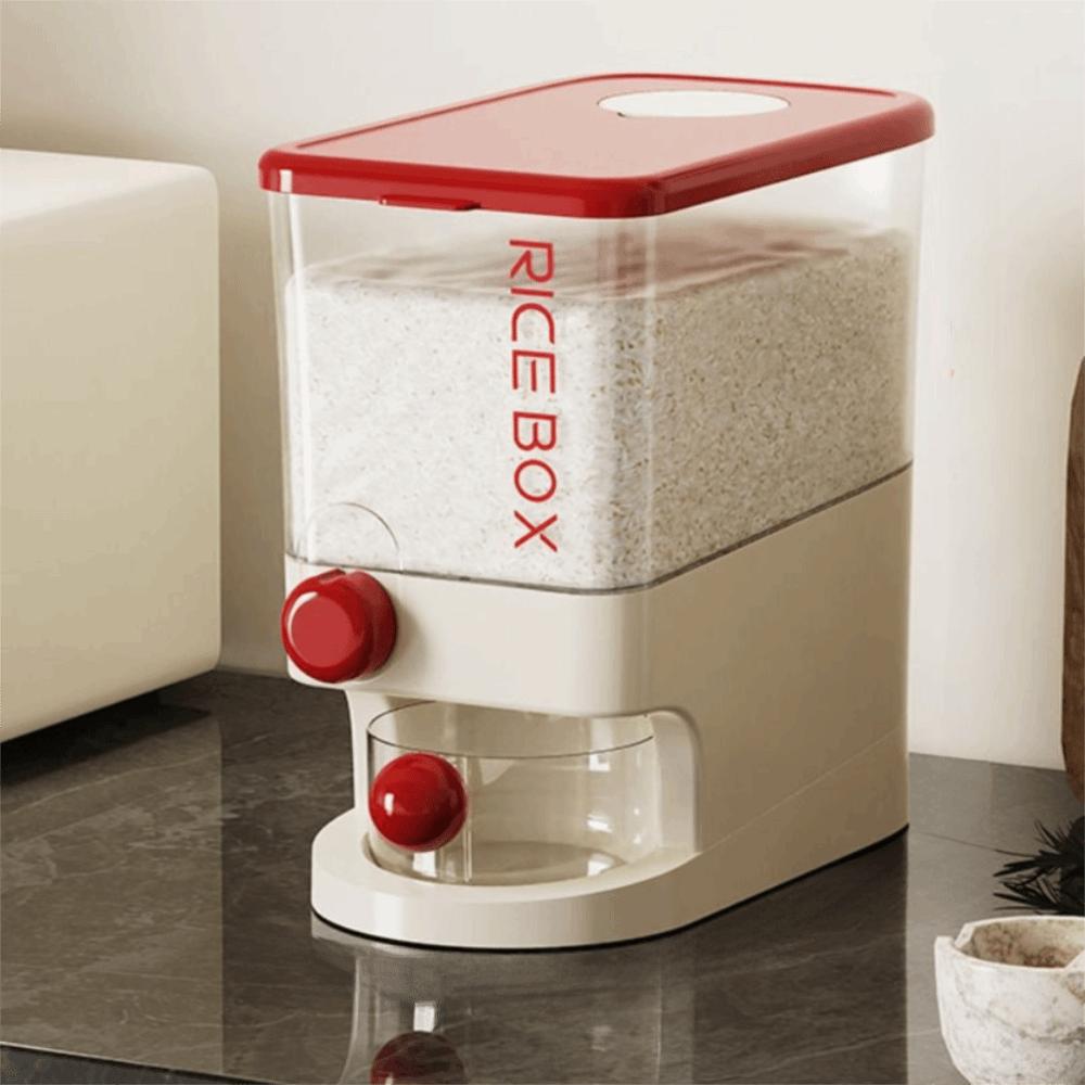 

Insect-Proof Rice Storage Box Push Dispenser Grain Container Sealed Bucket for Kitchen Use S червоний
