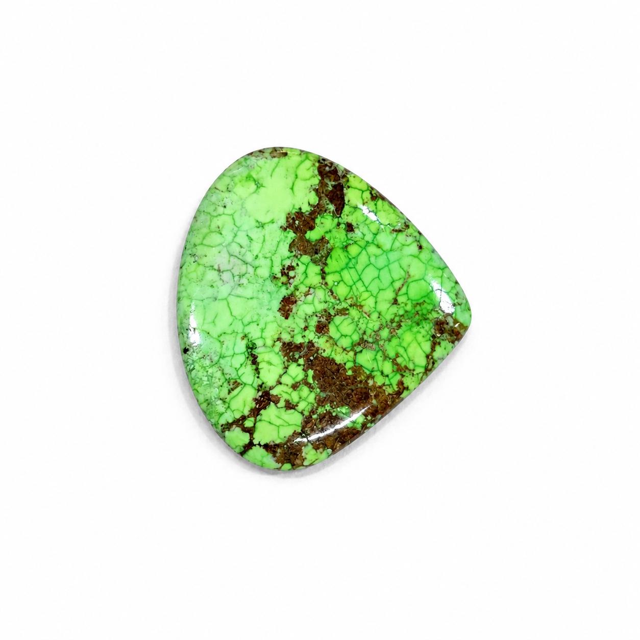 Green Turquoise Freeform Cabochon Gemstone | Natural Green Turquoise Jewelry Making Stone 38x40mm зелёный