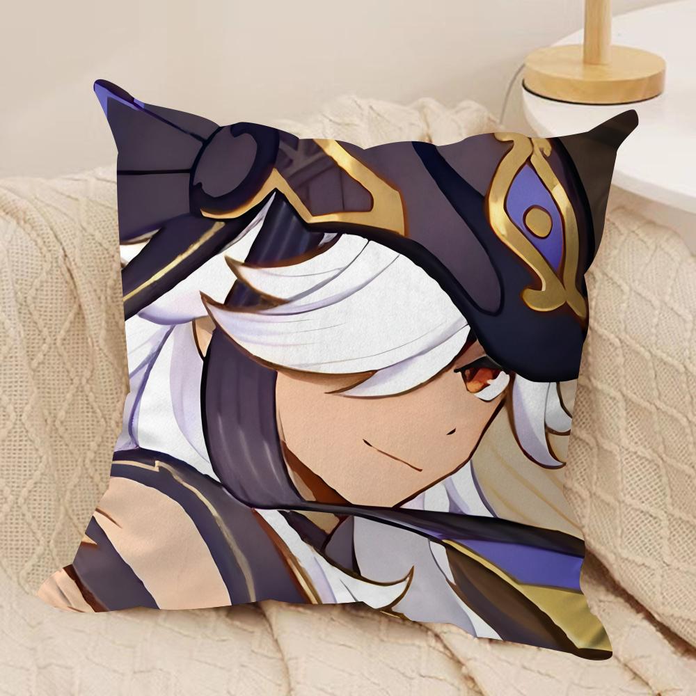 

Cyno genshin impact cute Cushion Cover Silky Short Plush Invisible Zipper Dustproof Sofa Pillow Case for Home Decor 30x30cm