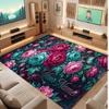 Floral Garden Theme Soft Crystal Velvet Rug Custom Name & Text Print Non Slip Floor Rug for Bedroom Living Room