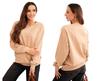 Women's Loopback Cotton Basic Sweatshirt with Round Neck Beige L