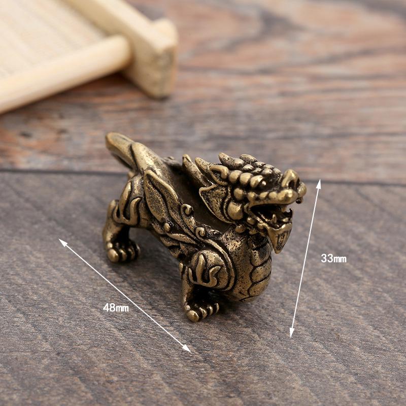 Vintage Brass Pixiu and Kirin Pendant Keychain for Men and Women