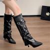 Night Club High Heel Women Mordern Long Boots Ladies Belt Buckle Botas Mujes Street Style Party Stripper Female Shoes