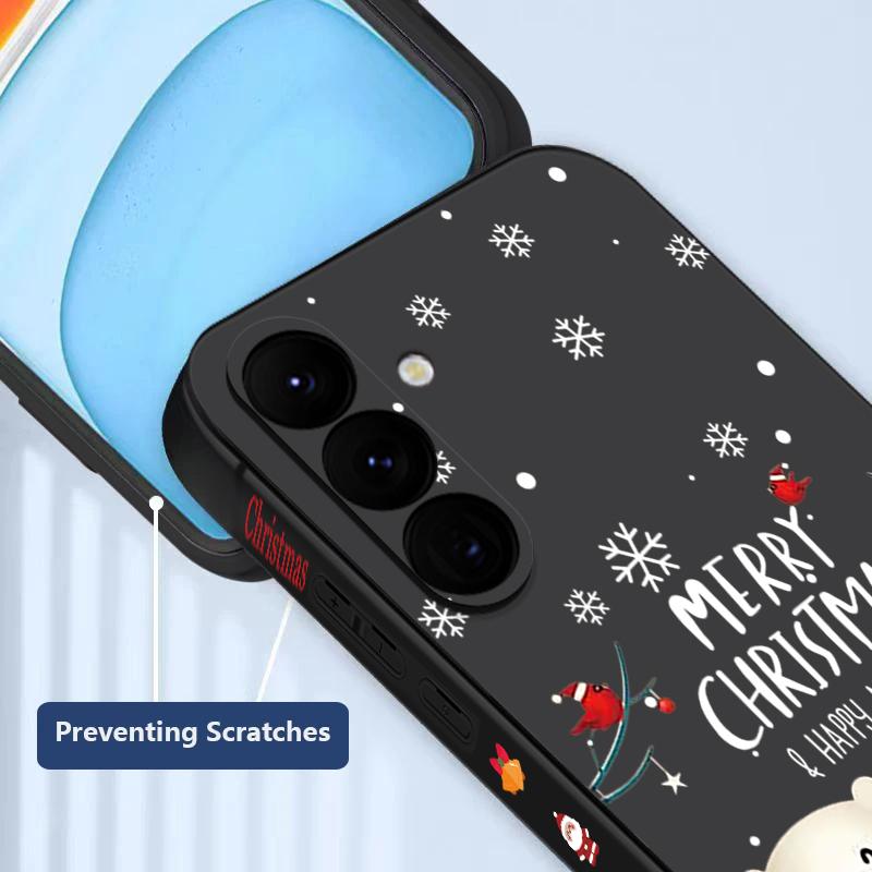 Christmas Bear Elk Phone Case For Samsung Galaxy S25 Ultra S24 Plus S22 S23 S21 FE A15 A16 A17 A35 A36 A54 A55 A56 Shockproof Soft TPU Lanyard Cover